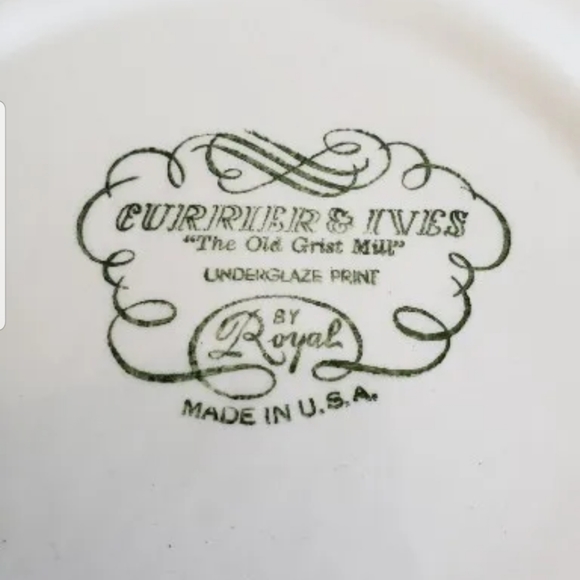 .#Vintage Currier&Ives The Old Crist Mill Underglaze Print By Royal Plate USA# - Picture 9 of 9